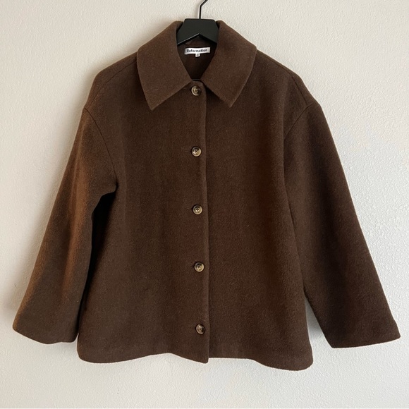 Reformation Jackets & Blazers - Reformation Rocky Brown Button Front Oversized Shirt Jacket in Nutella Size S